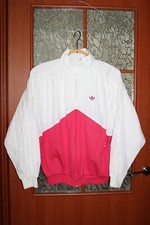 Vintage Adidas 1980s White Pink Cotton Track Jacket - size M