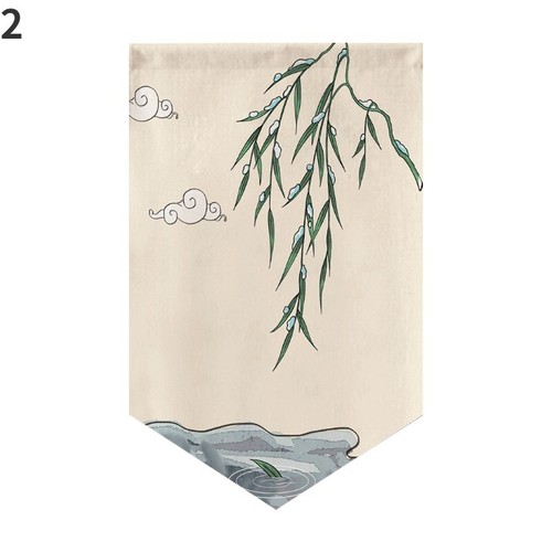 1PC Chinese Painting Short Curtain Vintage Style Floral Small Flag Drape Decors - Picture 6 of 21