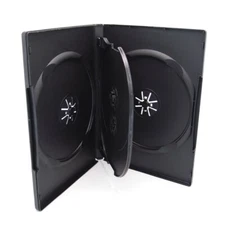 50 ct 14mm Multi Hold 4 Disc Quad CD DVD Black Case Movie Game Box Wholesale