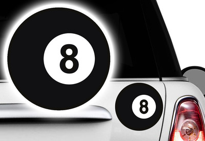 2x Billard Kugel, 10x10cm Ball Pool Lucky 8 Billardkugel Aufkleber EIGHTBALL V8