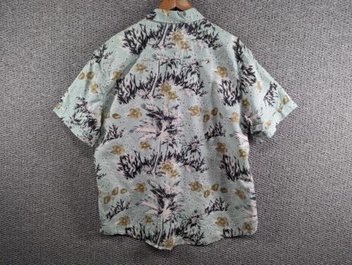 POINT ZERO Black Label Men's Floral Palm Hawaiian Aloha Linen Button Shirt - XL - Picture 2 of 14