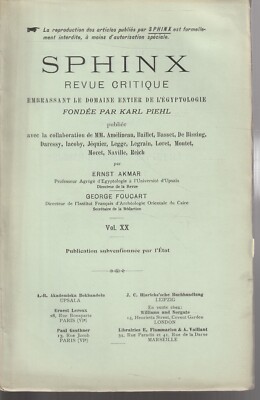 SPHINX , EGYPT , REVIEW CRITIQUE , ARCHEOLOGY , SCIENCE , Vol XX