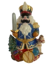 Vintage Ceramic Santa Claus Christmas Nut Cracker w/ gifts Hinged Trinket Box