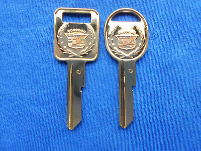 2 GENUINE GM CADILLAC CREST GOLD NOS KEY BLANKS 68 72 76 80 87 88 89 90 C & D