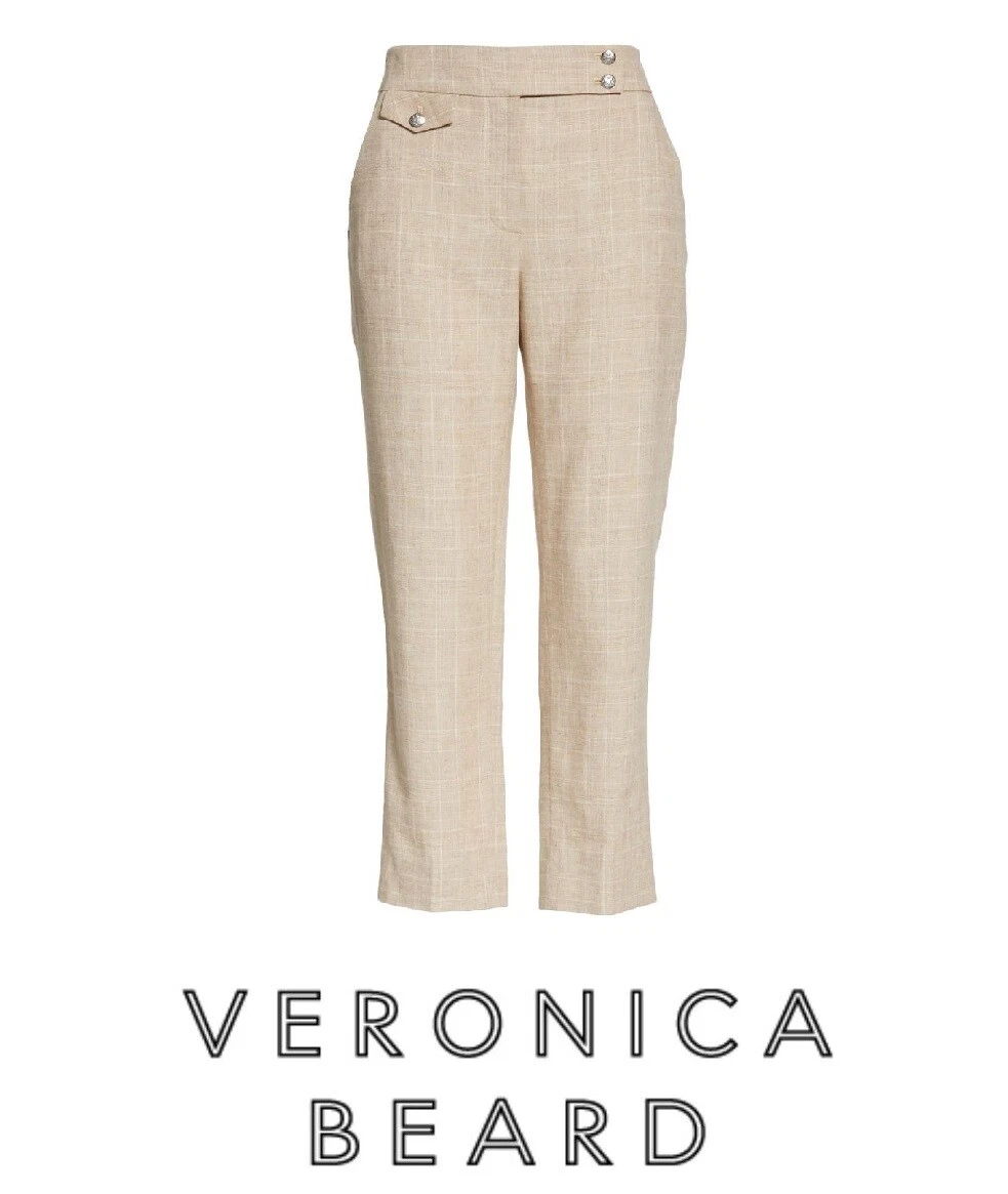sz 6 NWT VERONICA BEARD Pants Renzo Khaki Plaid women Trouser Cropped suit 425