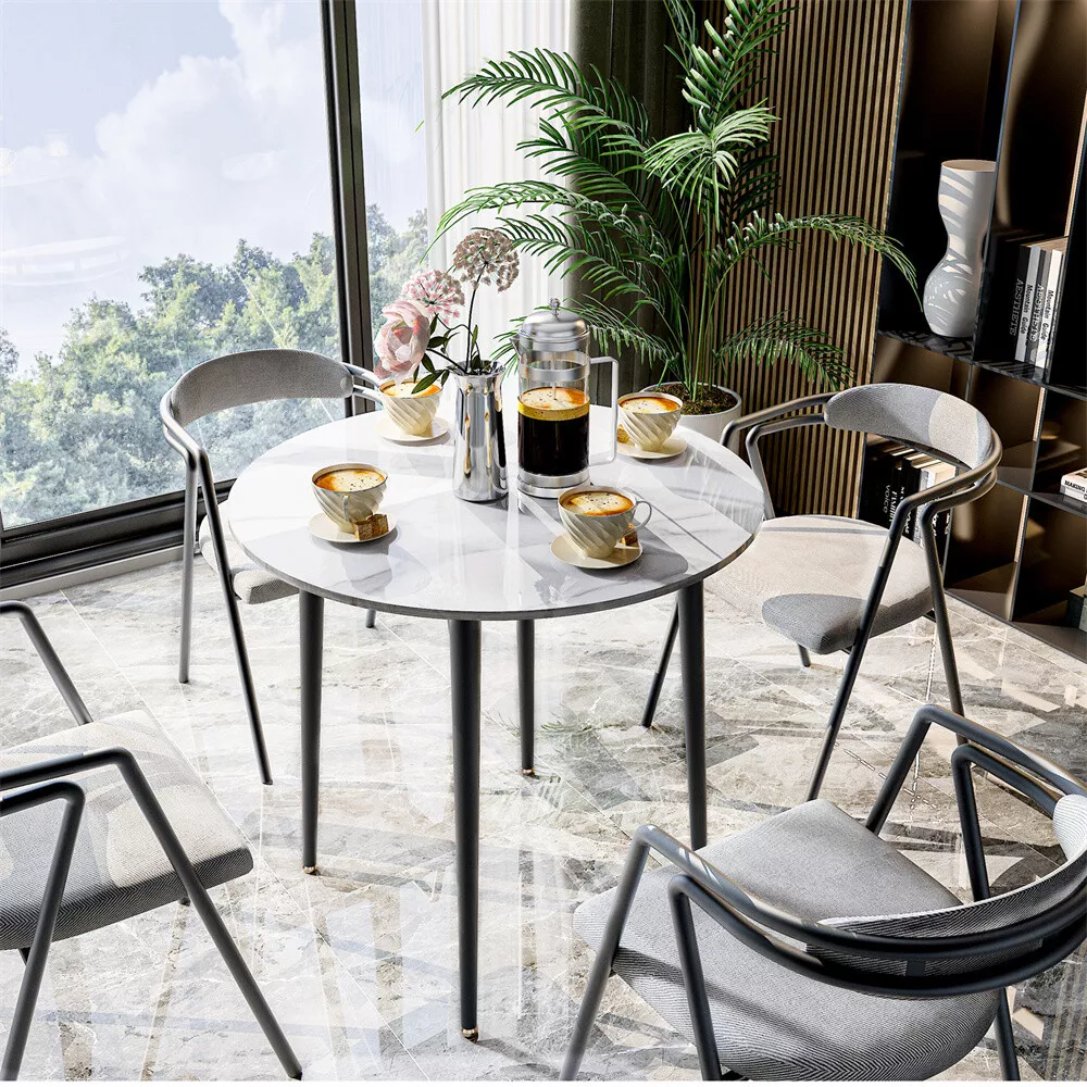 Small round dining table marble deals