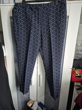 Next Ladies Navy Jacquard Cropped Capri Trousers Size 18