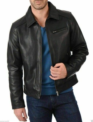 Men's Fashion Plain Simple Collared Cow 