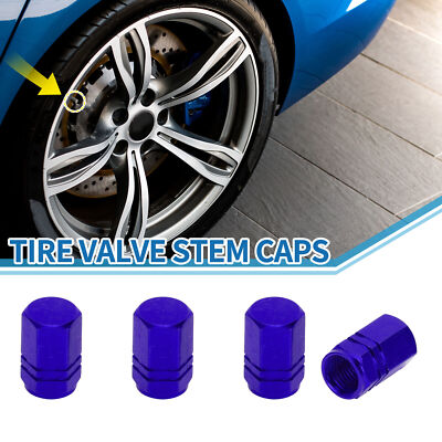 10x16MM Car Tire Valve Stem Caps Wheel Valve Cap Blue for Car SUV Bike RV 4pcs