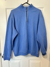 TOMMY BAHAMA 1/4 ZIP PULLOVER SWEATER Men's Blue/Gray SZ L Cotton