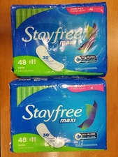 2 Packs of 48: Stayfree Women's Super Maxi Pads Wingless Unscented (0368 R4P2)