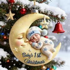 Custom Boy Baby's First Christmas Ornament 2D Acrylic Christmas Tree Decoration