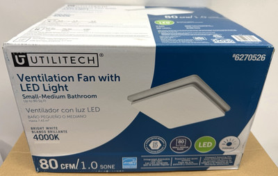 Utilitech 1.0-Sone 80-CFM White Decorative Lighted Fan for Small/Medium Bathroom