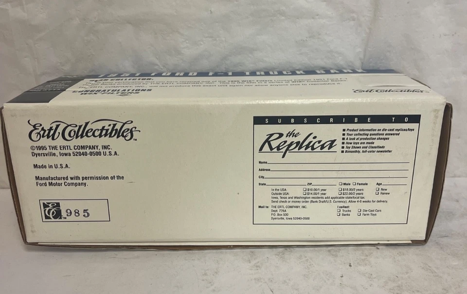 Ford F-1 1951 Truck Bank 1995 edición limitada ERTL NUEVO EN CAJA Foto 4 de 4
