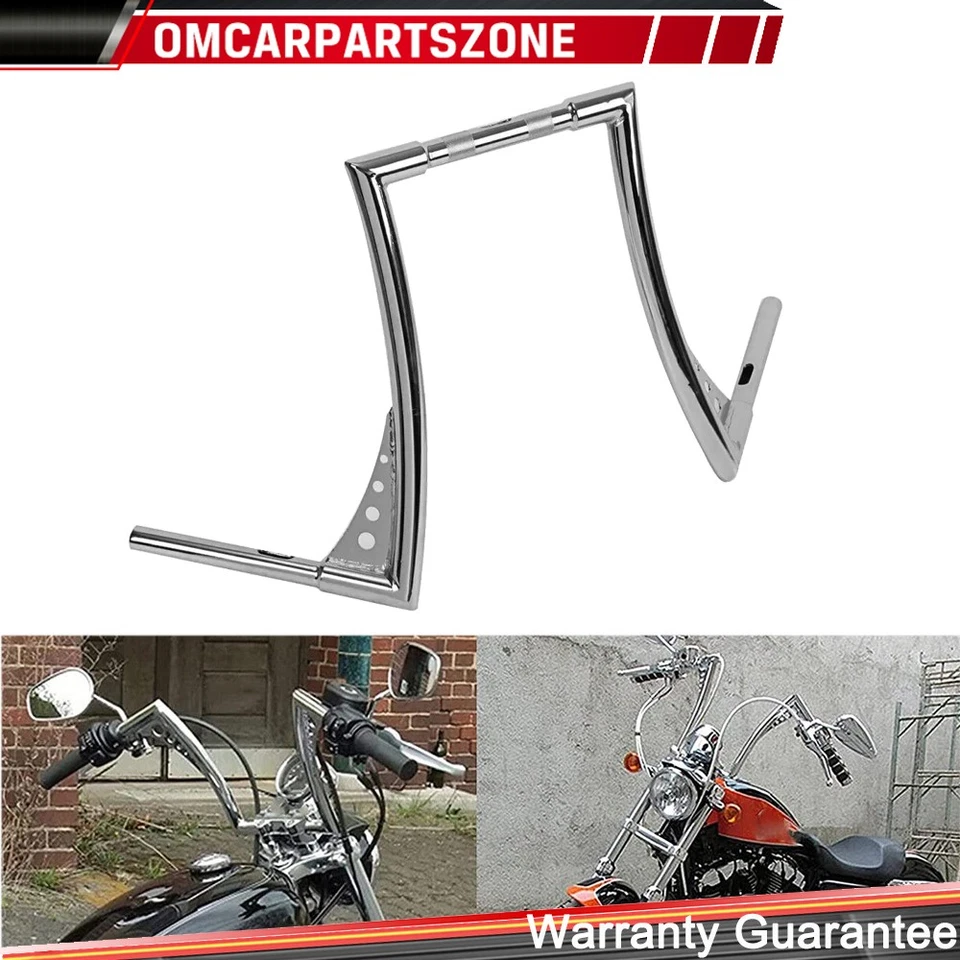 14" Rise 1 1/4" Handlebar Ape Hangers For Harley Sportster XL 883 1200 FLST FXST - Image 4 of 4