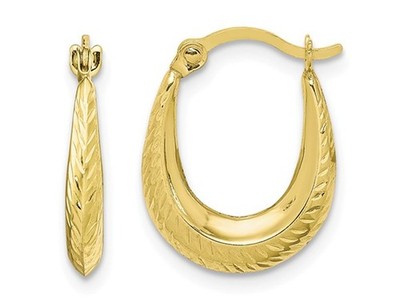 10 Karat Gelbgold strukturierte hohle Creolen