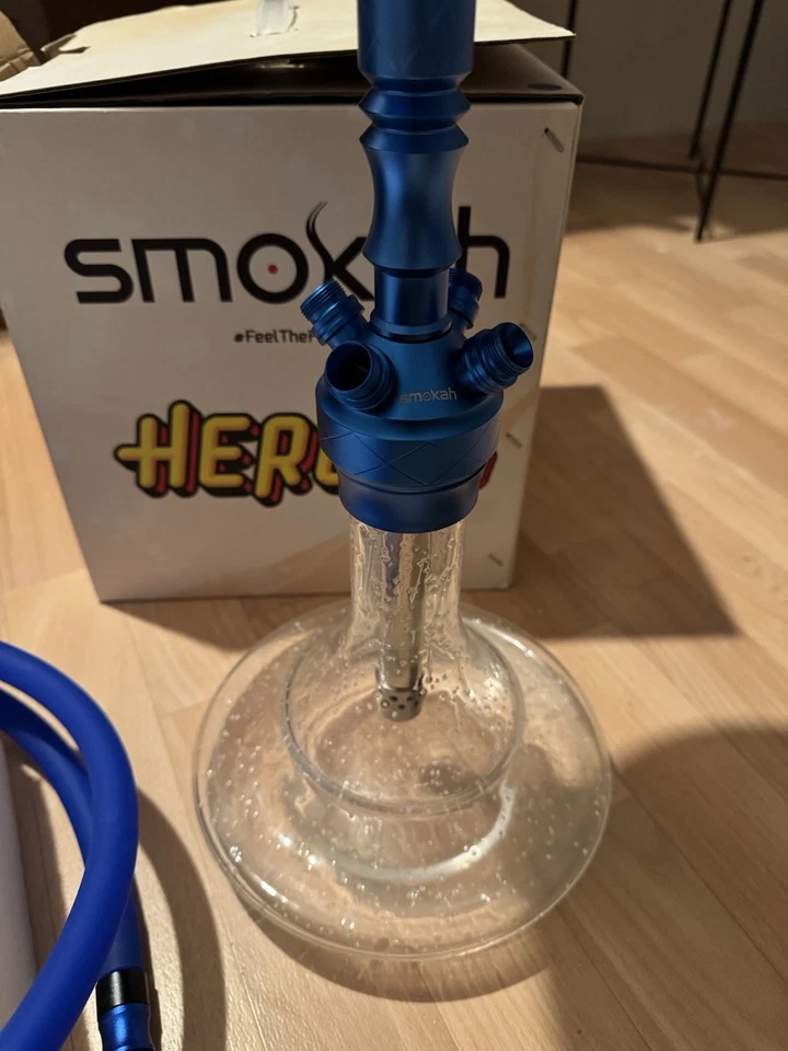 Shisha Set Komplett | Smokah Hero 2.0 | Blau | leuchtendes Glas | Wie Neu - Bild 3 von 4