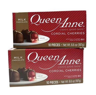 Queen Anne Milk Chocolate Covered Cordial Cherries Candy  x 2 - 20 Total Pieces