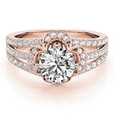 Round Cut Lab-Created 1.80 Ct VVS1 Diamond Engagement Ring 14K Rose Gold FN