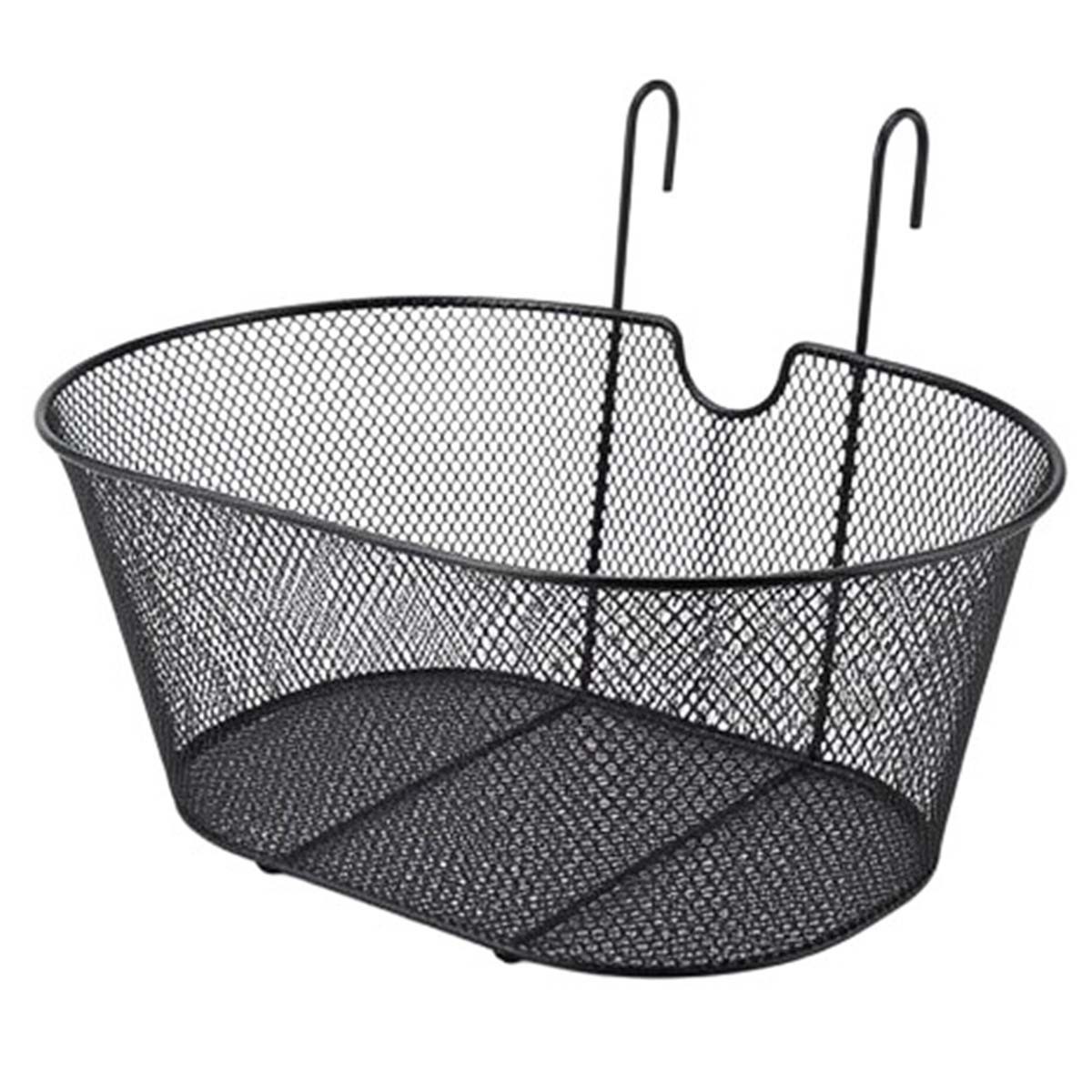 Panier à vélo avant ovale en métal noir Avizar avec fixations guidon pour courses