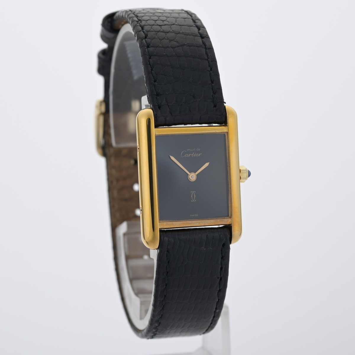 Cartier Must De Cartier Tank 88001 Black 20mm Gold Argent 925