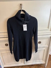 Ralph Lauren Black Label Black Cashmere Wool Silk Sweater Dress Small Soft NWT