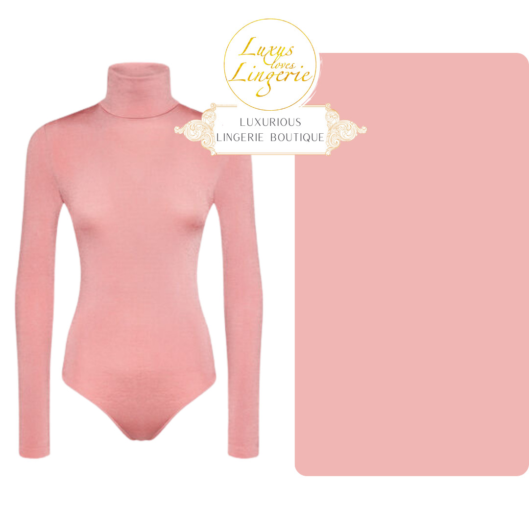 Colorado String Body By Wolford M Brandied Apricot Pink Roll Neck Long Sleeve