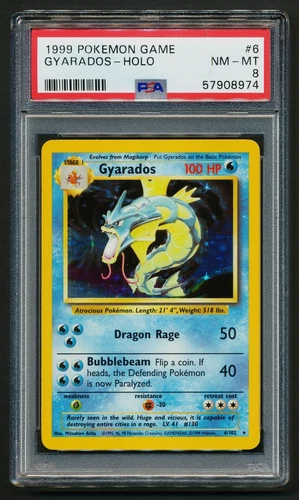 Gyarados 6/102 Holo Rare Pokémon 1999 Unlimited Base PSA 8 NM-MT