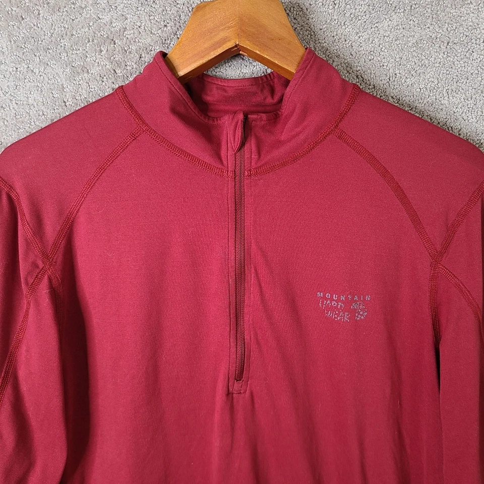 Camisa Mountain Hardwear Para Hombre Mediana Roja Cuarto 1/4 Cremallera Pullover Manga Larga Foto 2 de 4