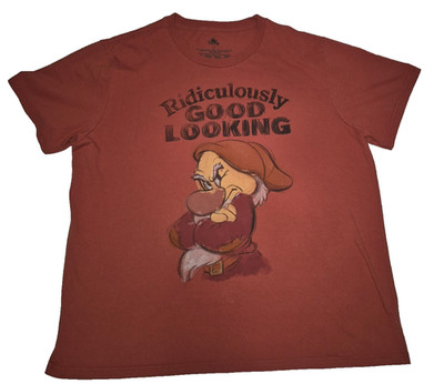 Disney Grumpy Snow White Ridiculously Good Looking Orange Adult T-Shirt Size 2XL
