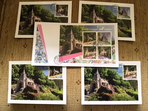 2023 Guernsey 100 Years of the Little Chapel FDC and 4  First Day post cards