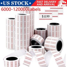 Price Tag Gun Sticker Red line 600 Labels per Roll Refill Ink Roller For MX-5500