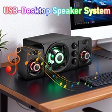 USB Wired Computer Speakers System Stereo Bass Surround 3.5mm for Desktop Laptop
