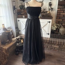 Black One Shoulder Sequined and Tulle Formal Gown Dress size 8
