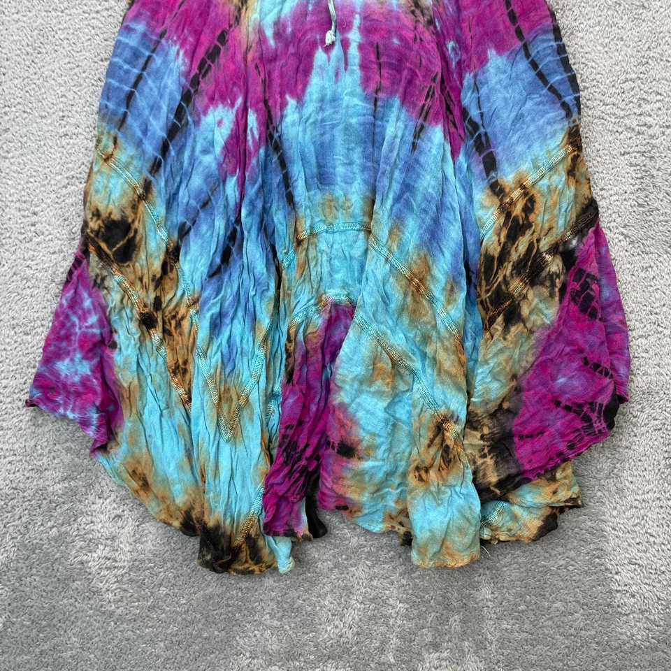 Vestido Sakkas para mujer grande extra grande azul sin mangas tie dye pañuelo dobladillo con cordones Foto 3 de 4