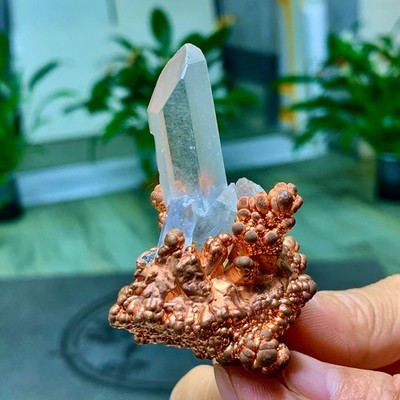 74G Rare!! iridescent Native Copper with white quartz crystal mineral-symbiosis