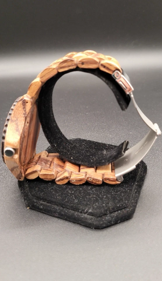 Reloj Hombre Madera Analógico Cuarzo Cebra Sándalo Hecho a Mano Vintage Informal Bambú Foto 4 de 4
