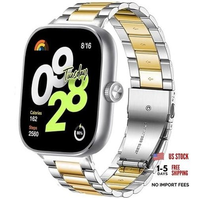 Lamshaw Compatible for Redmi Watch 4 Band, Quick Release Stainless Silver-Gold