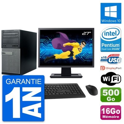 PC tour DELL 790 MT Bildschirm 27 '' Intel G630 RAM 16Go Scheibe 500Go Windows 10
