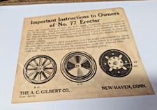 2 uncut repro insert RARE WHEEL CHANGEOVER A.C. GILBERT ERECTOR SET WOOD 77