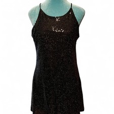 Vintage Women's Betsy & Adam Black Sequin Mini Dress Size Small