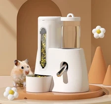 2in1 Hamster Water Bottle & Food Dispenser  Auto Feeder  No Drip Water Bottle