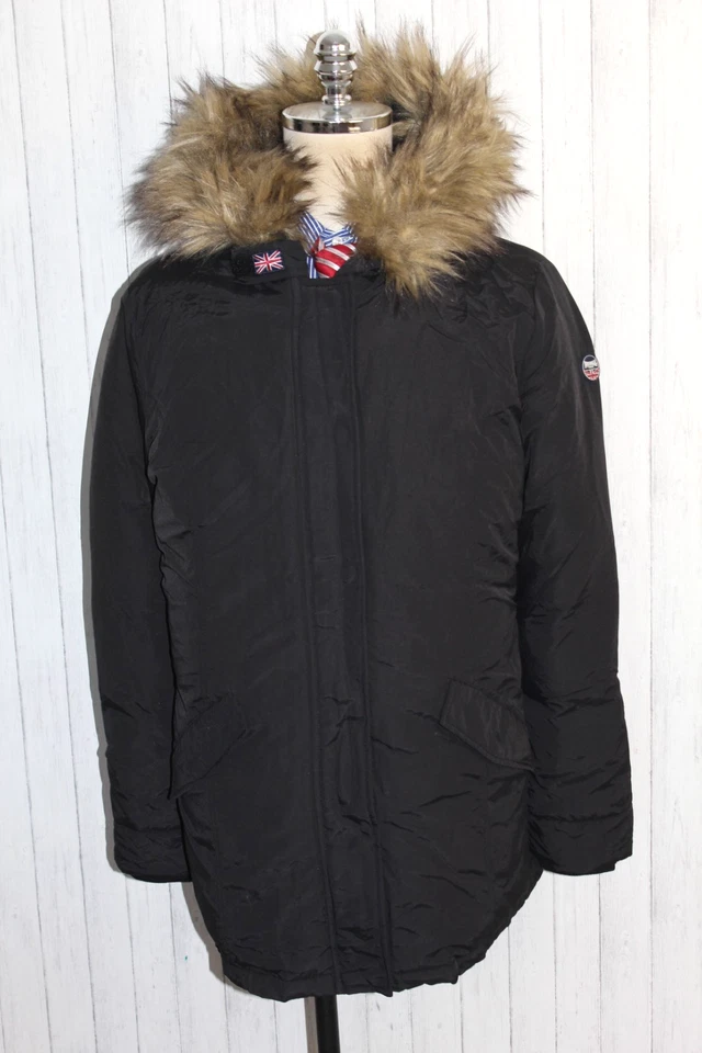 Men's Lonsdale Black Hooded Parka Coat Jacket Size XL - Image 2 of 4