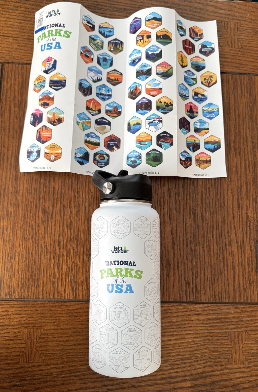 LETS WANDER&trade; NATIONAL PARKS WATER BOTTLE + STICKERS BESTSELLER