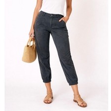 Nili Lotan Cropped Military Pant Carbon Grey Jogger Ankle Zip Cotton Size 10