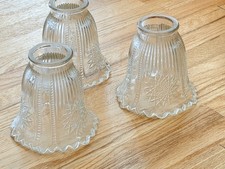 Vintage Glass Lamp Shade Mid Century Modern Sunburst Pleated Clear 5 Inch