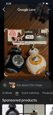 Hallmark Star Wars Last Jedi BB8 & BB-9E Black Droid 4  Christmas Tree Ornaments