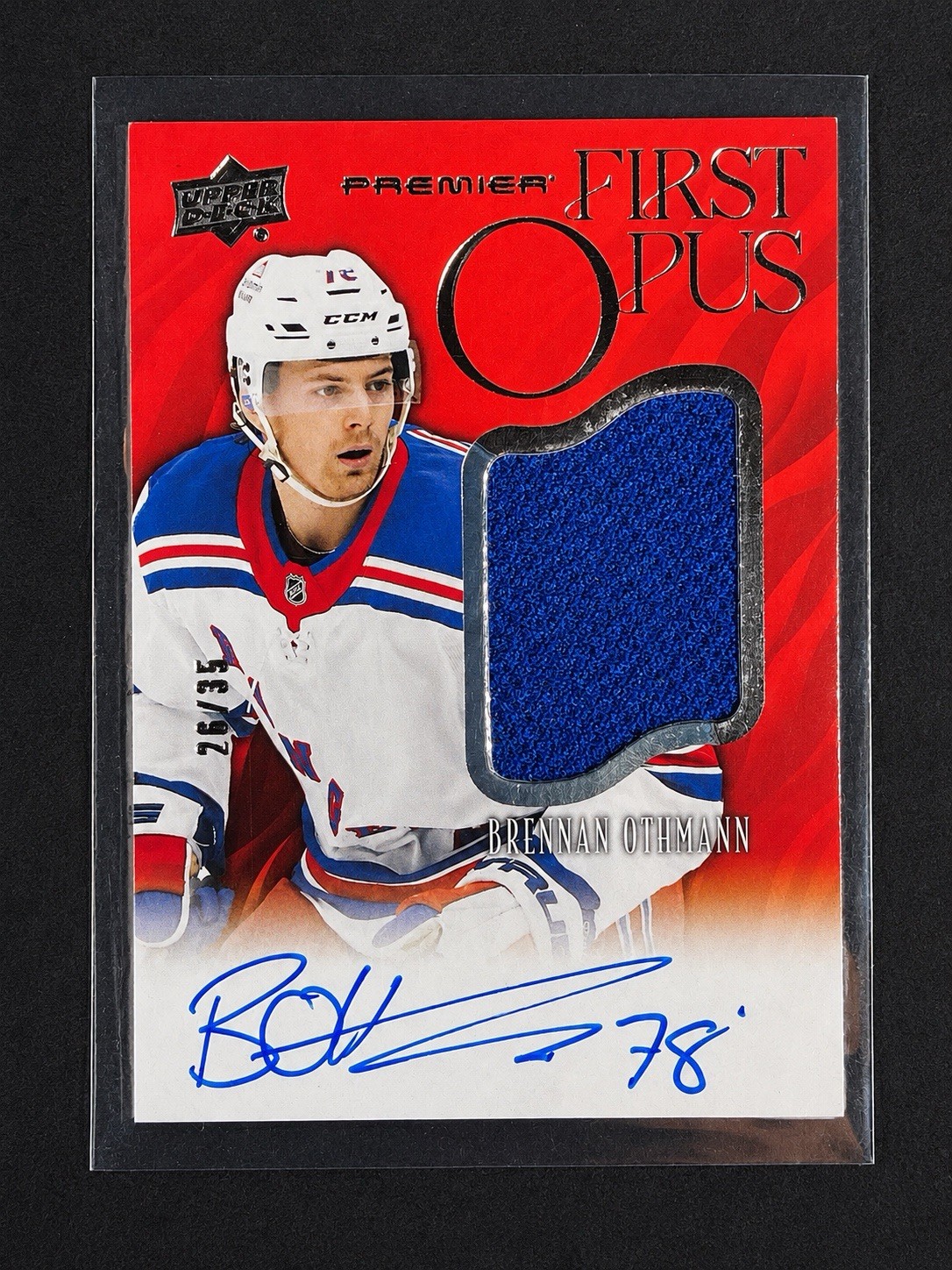 2024-25 Upper Deck Brennan Othmann First Opus Rookie Patch Auto /35 Flames RPA