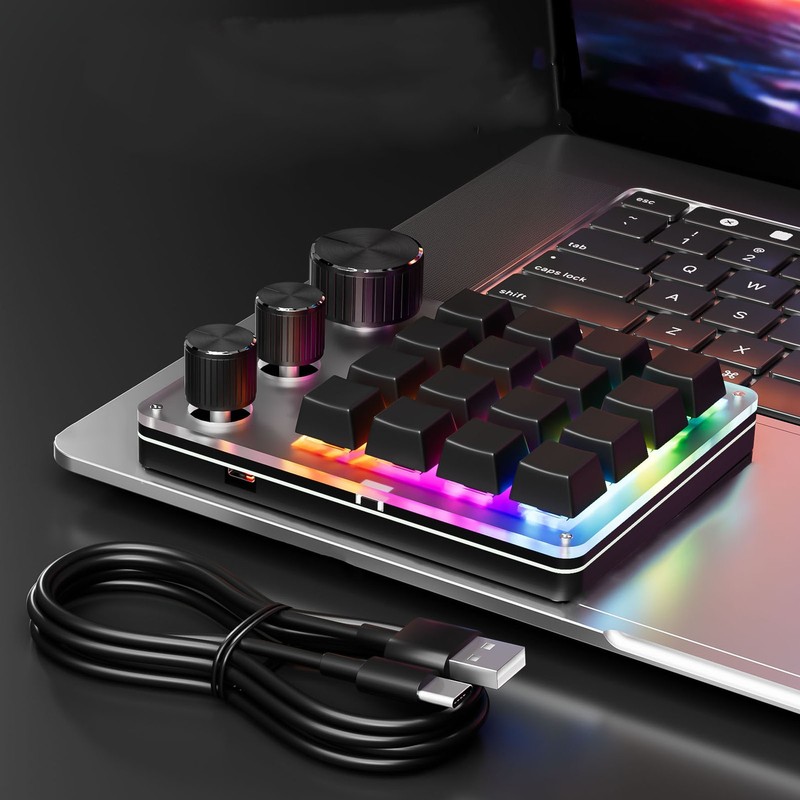 Bluetooth 16 Key Mechanical Keyboard With Customize Function For Gaming Use