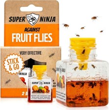 Super Ninja Fruit Fly Trap - 2 pack, Highly Effective Fruit Fly Killer for Home
